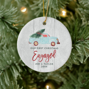 Décoration En Céramique Notre 1er Noël Engagé Camion Agricole Personnalisé
