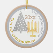 Décoration En Céramique Notre 1ère photo Chrismukkah Tree Menorah Keepsar (Devant)