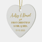 Décoration En Céramique Notre premier cadeau de Noël Marié Script Gold (Gauche)