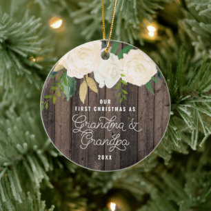 Décoration En Céramique Notre premier grand-mère et grand-père de Noël per