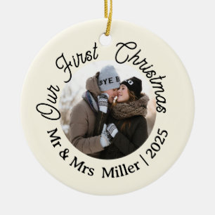 Décoration En Céramique Notre premier Noël 2025 Monsieur & Madame Photo Ke