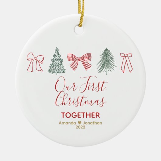 Décoration En Céramique Notre premier Noël : Arc et arbre minimalistes (Devant)