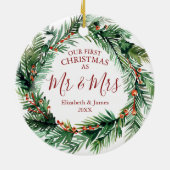 Décoration En Céramique Notre Premier Noël Comme M. & Mme Greenery Wreath (Dos)