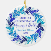 Décoration En Céramique Notre Premier Noël Comme Maman Papa Blue Wreath (Dos)