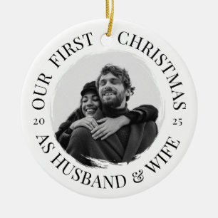 Décoration En Céramique Notre premier Noël comme mari et femme minimaliste