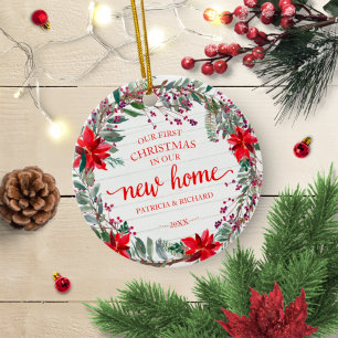 Décoration En Céramique Notre Premier Noël Dans Notre Nouvelle Maison Cour