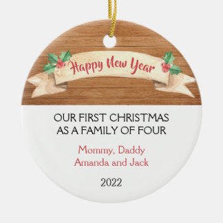 Décoration En Céramique Notre premier Noël en famille de 4