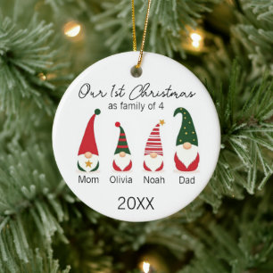 Décoration En Céramique Notre premier Noël en famille de quatre adorables