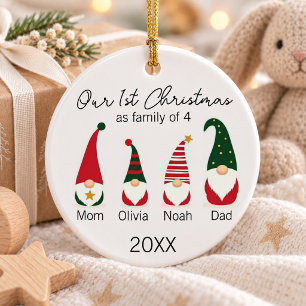 Décoration En Céramique Notre premier Noël en famille de quatre adorables