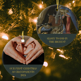 Décoration En Céramique Notre Premier Noël En Grand-Parents Art Chrétien