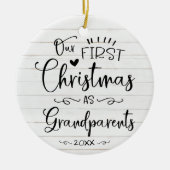 Décoration En Céramique Notre Premier Noël En Grand-Parents Mignonne Rusti (Devant)