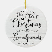 Décoration En Céramique Notre Premier Noël En Grand-Parents Mignonne Rusti (Dos)