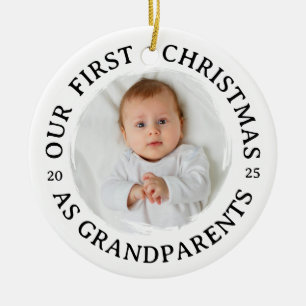 Décoration En Céramique Notre premier Noël en grands-parents - Photo ronde
