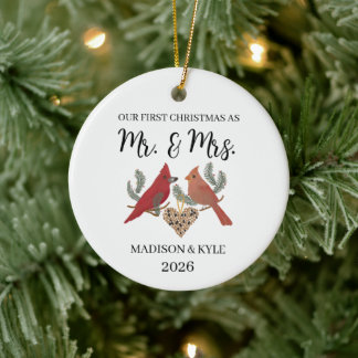 Décoration En Céramique Notre Premier Noël en Tant que Couple Cardinal