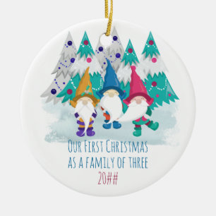 Décoration En Céramique Notre premier Noël en tant que famille de 3 Gnom