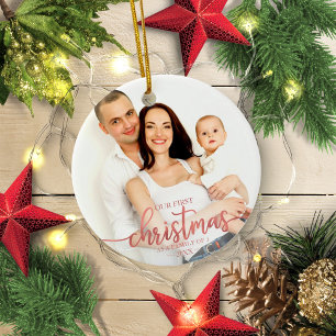Décoration En Céramique Notre Premier Noël En Tant Que Famille De 3 Rose G