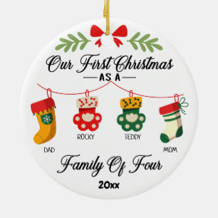 Décoration En Céramique Notre premier Noël en tant que famille de quatre a