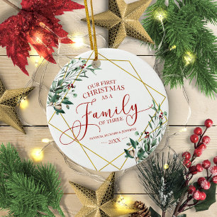 Décoration En Céramique Notre premier Noël en tant que famille de trois