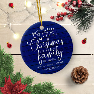 Décoration En Céramique Notre premier Noël en tant que famille Rustique Fe