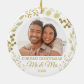 Décoration En Céramique Notre Premier Noël En Tant Que M. et Mme Feuille D (Dos)