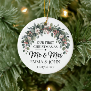 Décoration En Céramique Notre Premier Noël en tant que M. et Mme personnal