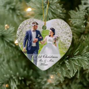 Décoration En Céramique Notre premier Noël en tant que M. & Mme 2 Coeur ph