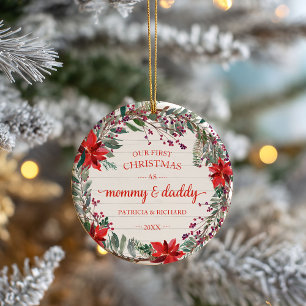 Décoration En Céramique Notre premier Noël en tant que Maman et Papa Couro