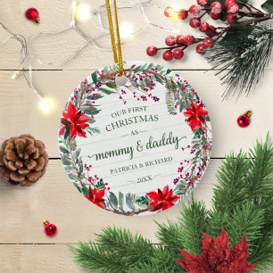 Décoration En Céramique Notre premier Noël en tant que Maman et Papa Couro