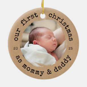 Décoration En Céramique Notre premier Noël en tant que maman et papa Kraft