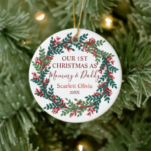 Décoration En Céramique Notre Premier Noël En Tant Que Maman Papa Bébé 