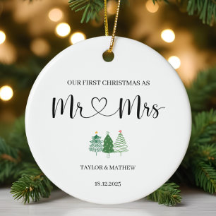 Décoration En Céramique Notre premier Noël en tant que Monsieur et Madame 