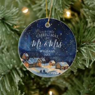 Décoration En Céramique Notre Premier Noël En Tant Que Monsieur & Madame P