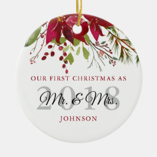 Décoration En Céramique Notre Premier Noël En Tant Que Mr & Mrs Newlyweds
