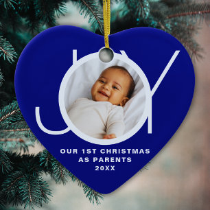 Décoration En Céramique Notre premier Noël en tant que parents Photo Bleu