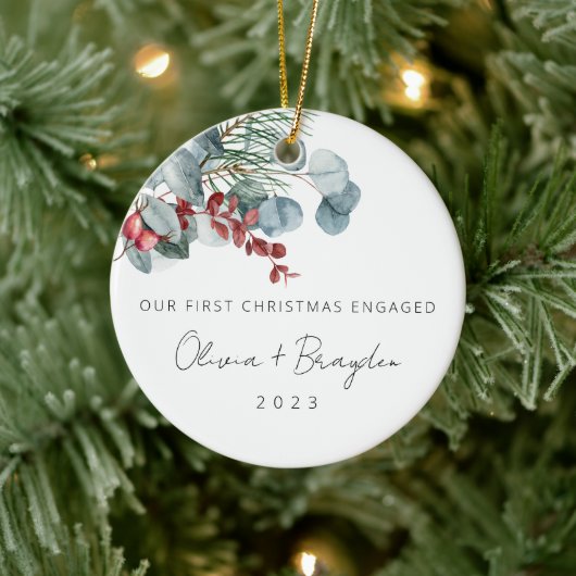 Décoration En Céramique Notre Premier Noël En Tant Qu'Eucalyptus Engagé (Arbre)