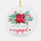 Décoration En Céramique Notre premier Noël Engagé Aquarelle Poinsettia (Dos)