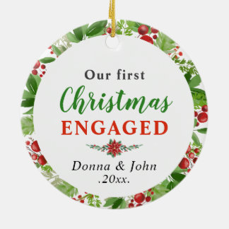 Décoration En Céramique Notre premier Noël engagé | Wreath aquarelle