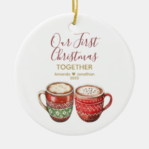 Décoration En Céramique Notre premier Noël Ensemble Cadeau de cacao chaud