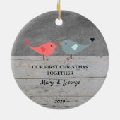 Décoration En Céramique Notre premier Noël ensemble inséparables bois (Dos)