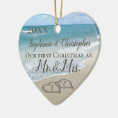 Décoration En Céramique Notre premier Noël Ensemble M. Mme Beach Mariage (Gauche)