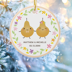 Décoration En Céramique Notre premier Noël Ensemble Parfait Pear Couple