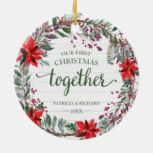 Décoration En Céramique Notre premier Noël Ensemble Russe Wreath (Dos)