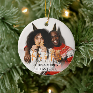 Décoration En Céramique Notre premier Noël M. et Mme Newlysée élégant