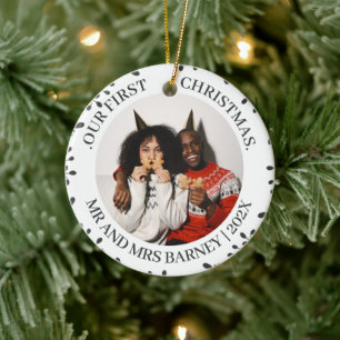 Décoration En Céramique Notre premier Noël M. et Mme Newlysée élégant