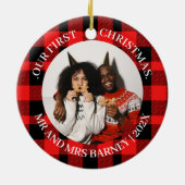 Décoration En Céramique Notre premier Noël M. et Mme Newlysée élégant (Dos)