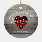 Décoration En Céramique Notre premier Noël Marié Rustique Personnalisé (Dos)