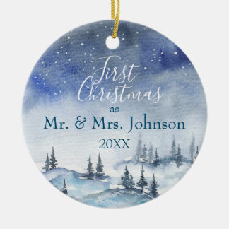 Décoration En Céramique Notre premier Noël Mr & Mrs. | Année de mariage