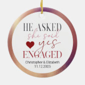 Décoration En Céramique Notre premier Noël Rose engagé (Dos)