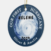 Décoration En Céramique Notre premier ouragan Helene | Nom de couple perso (Gauche)