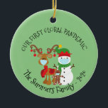 Décoration En Céramique Notre premier Snowman personnalisé pandémique mond<br><div class="desc">Ce design a été créé par art numérique et peut être personnalisé dans la zone fournie ou customisée en changeant la photo ou en ajoutant vos propres mots. Contactez-moi à l'adresse colorflowcreations@gmail.com si vous souhaitez que ce design soit disponible sur un autre produit ou un design personnalisé. Achetez ma peinture...</div>